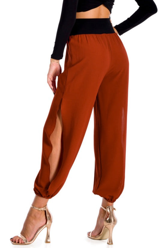 Brick Red Gathered Pants