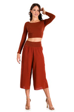 Load image into Gallery viewer, Brick Red Wrap Cropped Culottes
