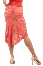 Load image into Gallery viewer, Bright Coral Lace Fishtail Tango Skirt
