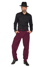 Load image into Gallery viewer, Burgundy Men's Tango Pants With Three Pleats
