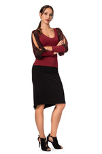 Load image into Gallery viewer, Burgundy Top With Long Lamé Split Sleeves