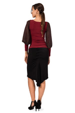 Load image into Gallery viewer, Burgundy Top With Long Lamé Split Sleeves