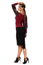 Load image into Gallery viewer, Burgundy Top With Long Lamé Split Sleeves