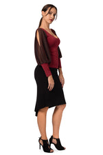 Load image into Gallery viewer, Burgundy Top With Long Lamé Split Sleeves