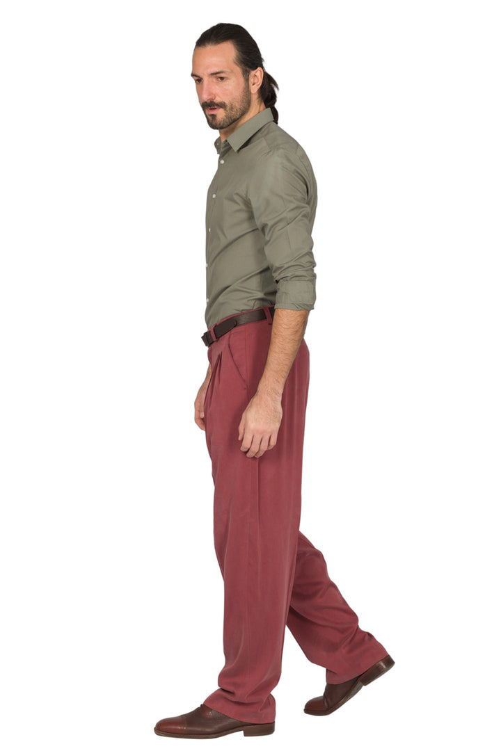 Cinnamon Red Tango Pants With Four Pleats