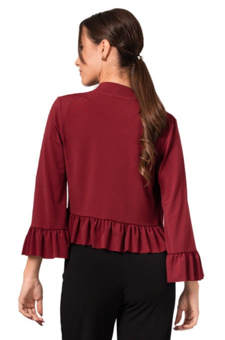 Crop Jacket With Ruffle Details