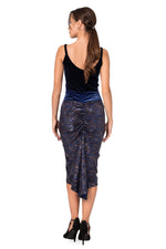 Load image into Gallery viewer, Dark Blue Paillette Fishtail Skirt With Velvet Waistband