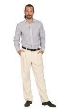 Load image into Gallery viewer, Ecru Men's Tango Pants With Front And Back Pleat