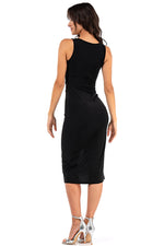 Load image into Gallery viewer, Front Cutout Knot Detail Midi Dress With Slit