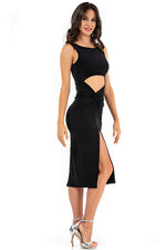 Load image into Gallery viewer, Front Cutout Knot Detail Midi Dress With Slit