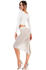 Load image into Gallery viewer, Glittered Off-White Fishtail Tango Skirt
