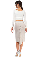 Load image into Gallery viewer, Glittered Off-White Fishtail Tango Skirt
