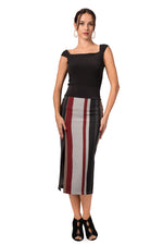 Load image into Gallery viewer, Grey Midi Striped Pencil Skirt With Slit