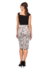 Load image into Gallery viewer, Grey Pencil Skirt With Floral Print
