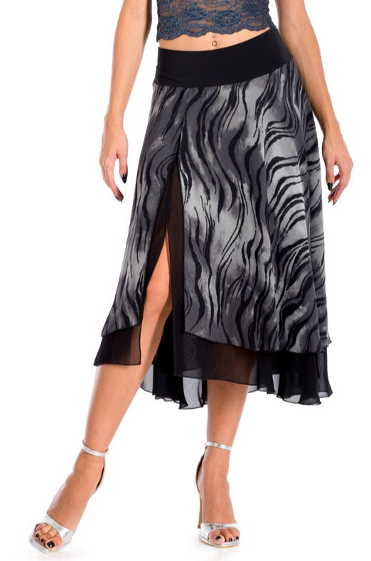 Two layered Dance Skirt With Zebra Print Tango Fashion conDiva