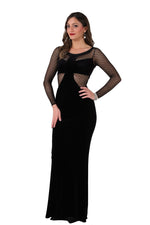 Load image into Gallery viewer, Velvet Maxi Dress with Dotted Tulle Top
