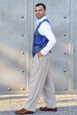Load image into Gallery viewer, conSignore Checked Blue Linen Tango Vest