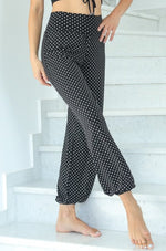 Load image into Gallery viewer, Black Polka Dot Gathered Tango Pants
