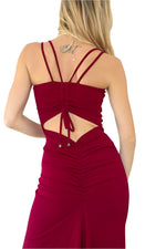 Load image into Gallery viewer, Burgundy Fishtail Tango Dress