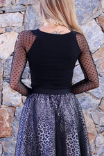Load image into Gallery viewer, Tango Top With Long Polka Dot Tulle Sleeves