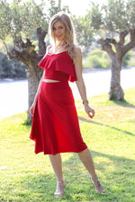 Load image into Gallery viewer, Tango Skirt With Side Draping - Red