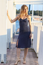 Load image into Gallery viewer, Lace-up Polka Dot Dress