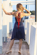 Load image into Gallery viewer, Lace-up Polka Dot Dress