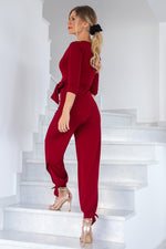 Load image into Gallery viewer, Wrap Jumpsuit With Ankle Ties