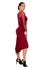 Load image into Gallery viewer, Long-Sleeve Fishtail Dress With Tulle Details