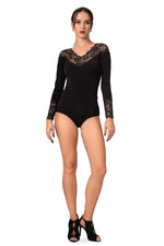 Load image into Gallery viewer, Long Sleeve Bodysuit With Lace Décolletage