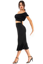 Load image into Gallery viewer, Monochrome Tango Pencil Skirt With Ruffles
