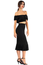 Load image into Gallery viewer, Monochrome Tango Pencil Skirt With Ruffles
