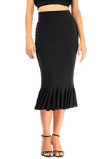 Load image into Gallery viewer, Monochrome Tango Pencil Skirt With Ruffles