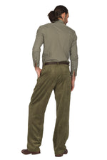 Load image into Gallery viewer, Olive Green Corduroy Tango Pants With Two Pleats
