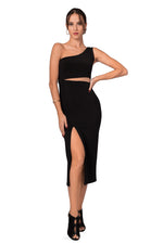 Load image into Gallery viewer, One-Shoulder Midi Dress With Side Cutout