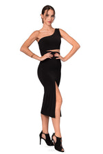 Load image into Gallery viewer, One-Shoulder Midi Dress With Side Cutout
