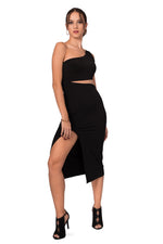 Load image into Gallery viewer, One-Shoulder Midi Dress With Side Cutout