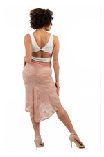 Load image into Gallery viewer, Pastel Peach Floral Lace Fishtail Tango Skirt
