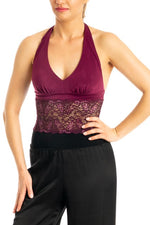 Load image into Gallery viewer, Eggplant Tango Crop Top with Lace