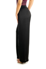 Load image into Gallery viewer, Black Satin Wide Leg Pants