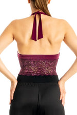 Load image into Gallery viewer, Eggplant Tango Crop Top with Lace