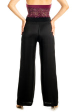Load image into Gallery viewer, Black Satin Wide Leg Pants