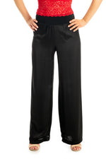 Load image into Gallery viewer, Black Satin Wide Leg Pants