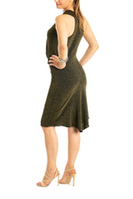 Load image into Gallery viewer, Elegant Lamé Tango Dress With Draped Neck
