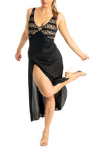 Load image into Gallery viewer, Black Tango Performance Dress For Shows &amp; Festivals
