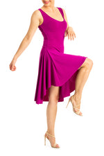 Load image into Gallery viewer, Dark Fuchsia Tango Dress with Right Side Draping