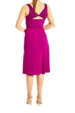 Load image into Gallery viewer, Dark Fuchsia Tango Dress with Right Side Draping