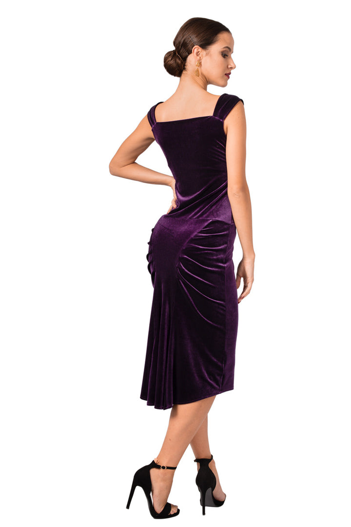 Small Tail Velvet Tango Dress With Thick Straps