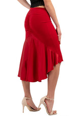 Load image into Gallery viewer, Red Tango Skirt With Long Satin Fishtail.
