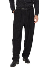 Load image into Gallery viewer, Tapered Black Striped Tango Pants With Two Inverted Pleats